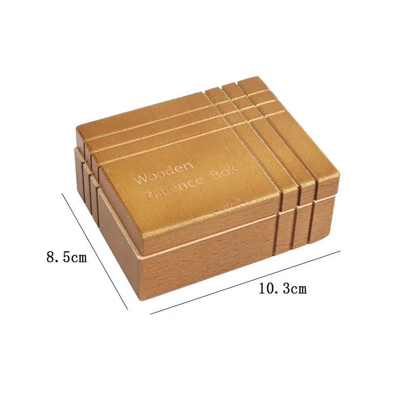 The Patience Box variant shown on a white background with dimension lines and labels indicating 8.5 cm x 10.3 cm.