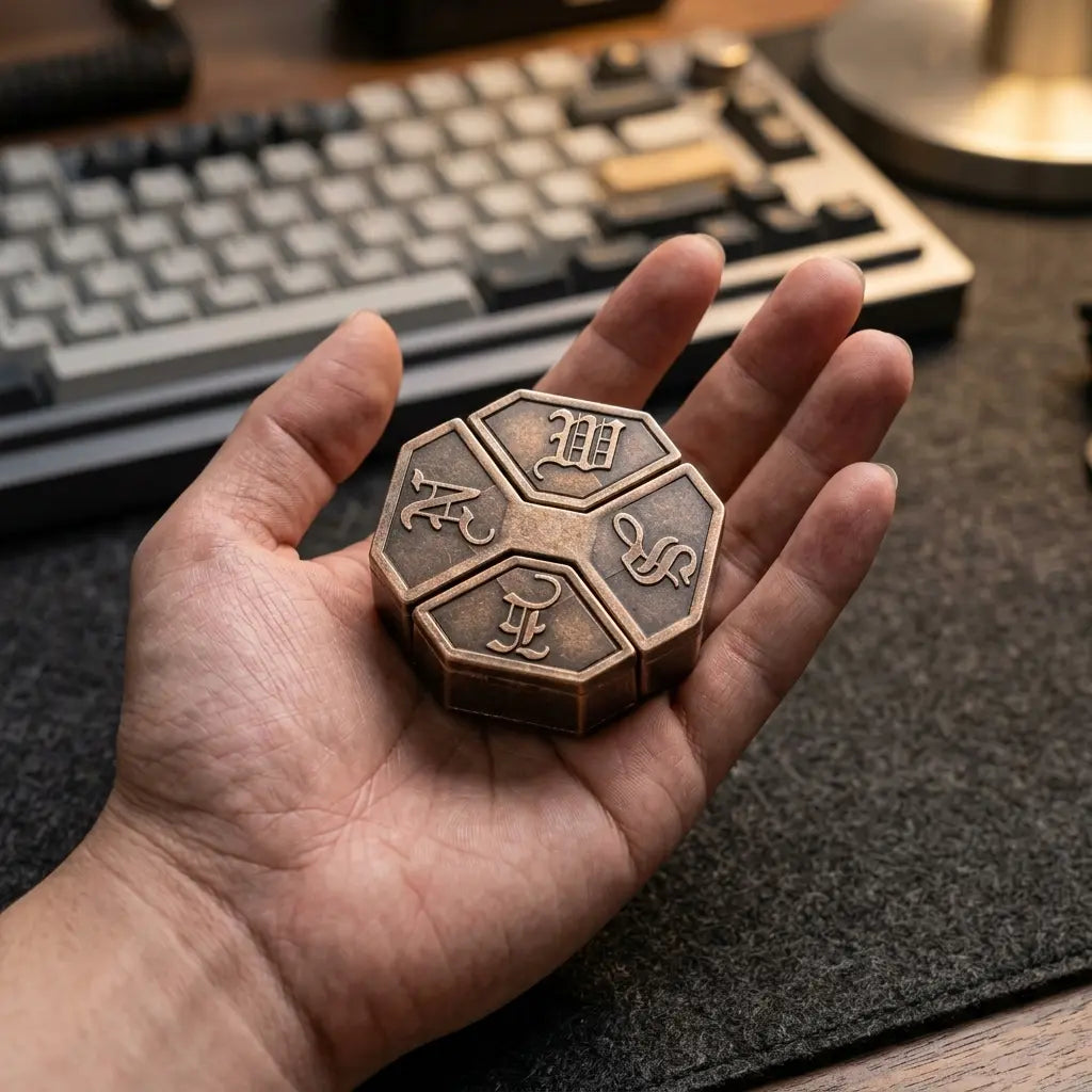 Bronze lock and key variant set on a white background
