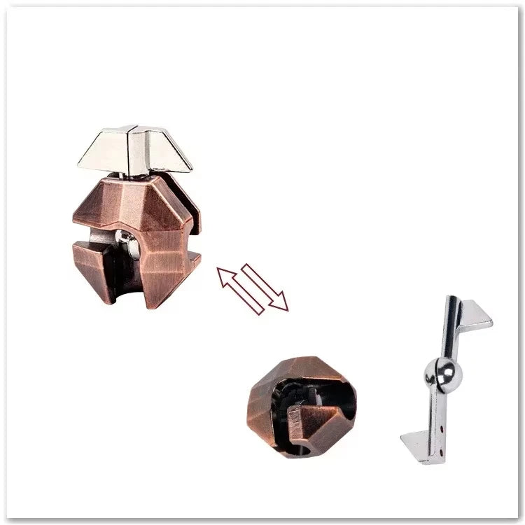 Copper and silver geometric puzzle variant on a white background