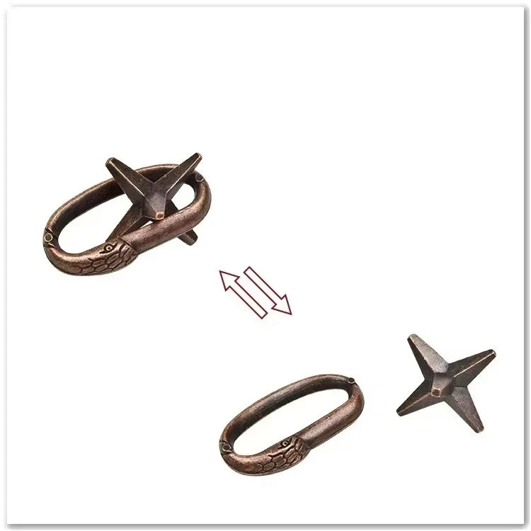 Metal ring and star puzzle variant on a white background