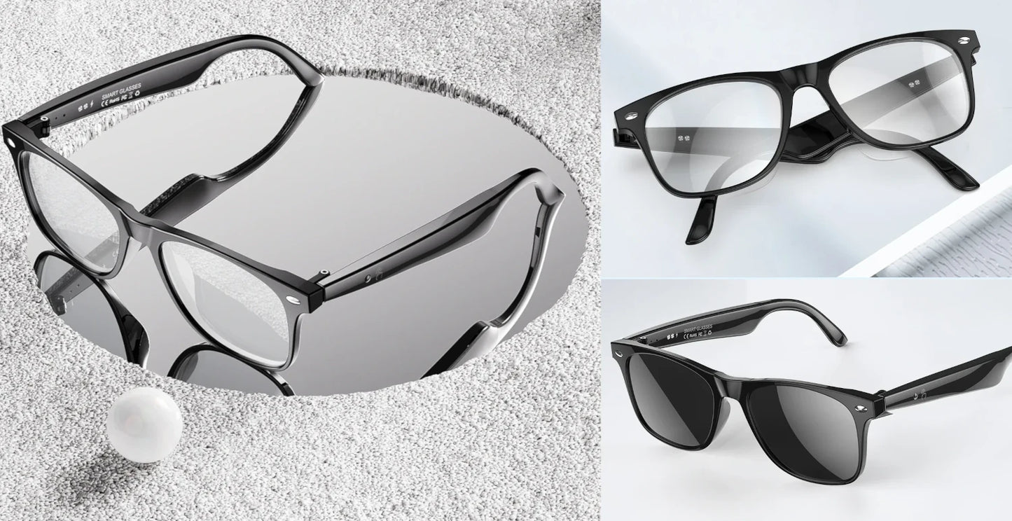 Collection of sunglasses with a focus on design and measurements.