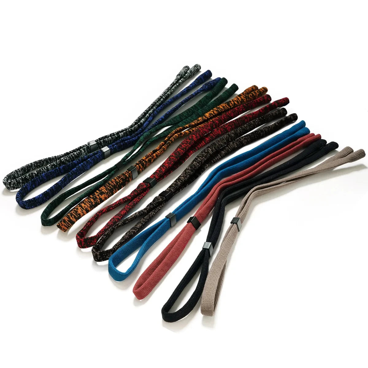 Set of colorful glasses straps on a white background