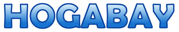 'HOGABAY' logo filled with a blue to light blue gradient on a transparent background