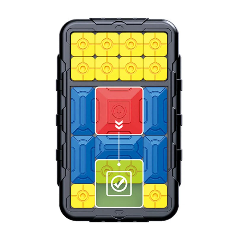 Black variant of the magnetic super slide puzzle with black frame and multi-colored magnetic sliding panels.