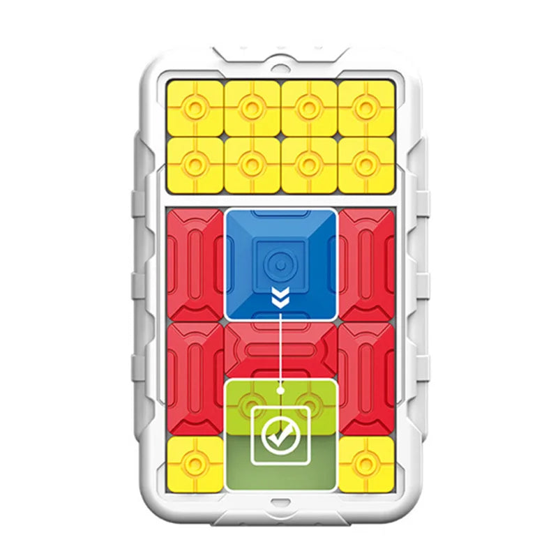 White variant of the magnetic super slide puzzle with white frame and multi-colored magnetic sliding panels.