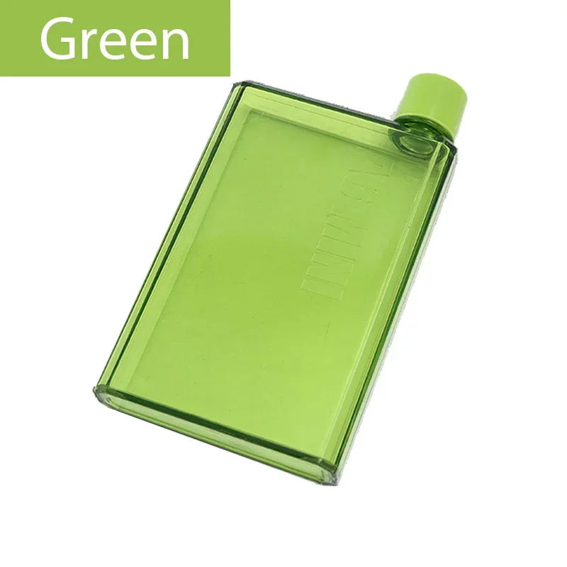 Green rectangular water bottle on a white background