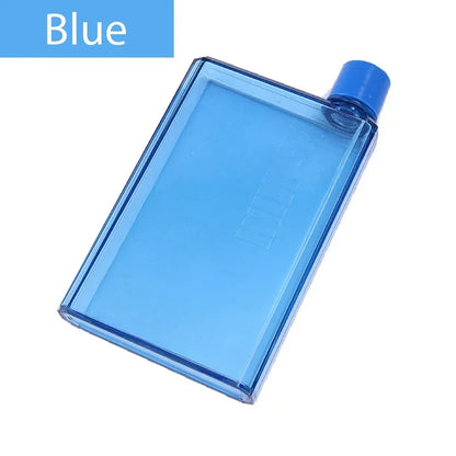 Blue rectangular water bottle on a white background