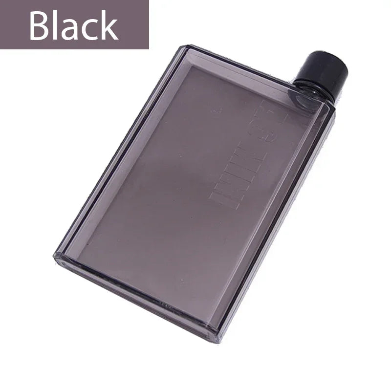 Black water bottle with a cap on a white background