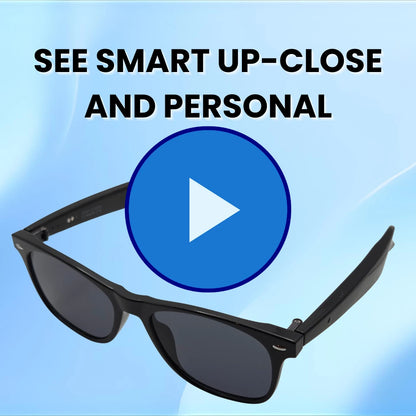 A video showcasing close-up shots of the ai smart glasses frame, buttons and charging ports.