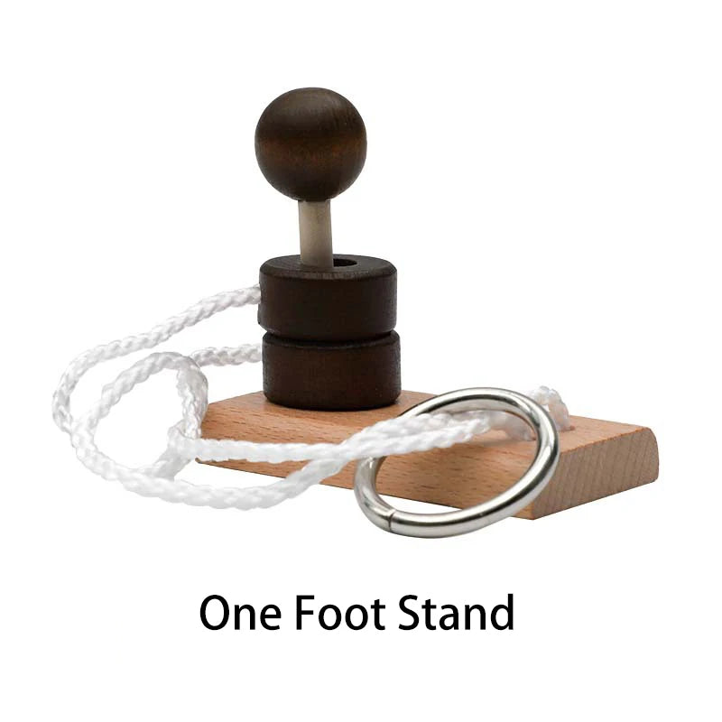 One Foot Stand variant of the wooden untie rope puzzle.